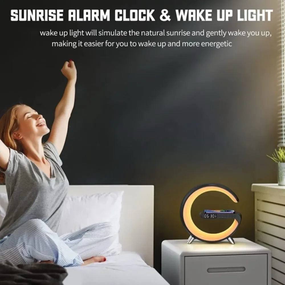 New 4 in 1 Wireless Charging Atmosphere Light & Bluetooth Alarm Speaker NIB